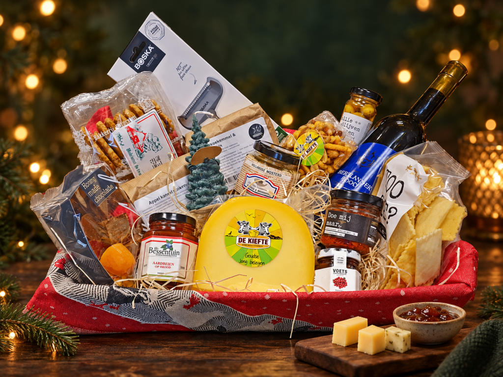 Kerstpakket Leuntje van De Kiefte Kaas in kerstsfeer