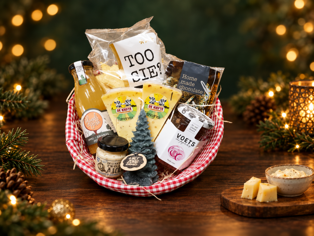 Kerstpakket Tosca van De Kiefte Kaas in kerstsfeer